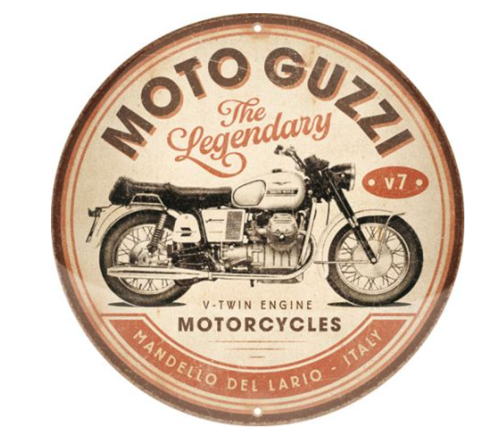 Targa rotonda Moto Guzzi The Legendary V-Twin Engine