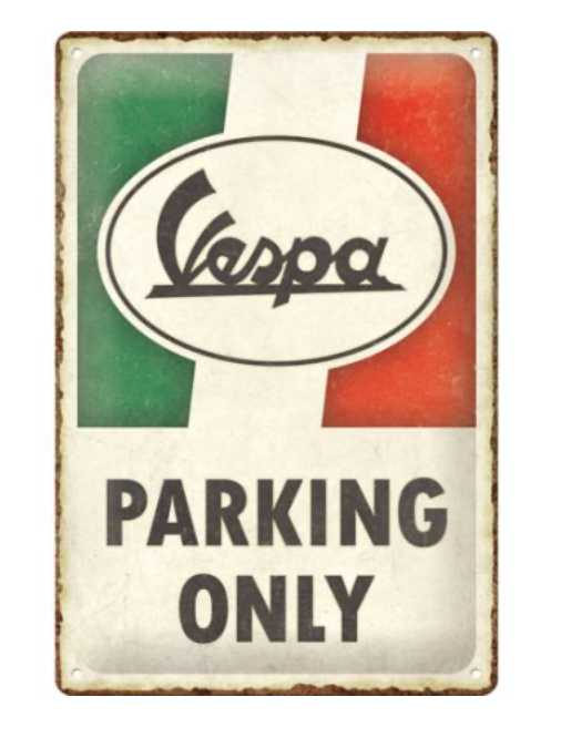 Targa Vespa - Parking Only Tricolore 20x30