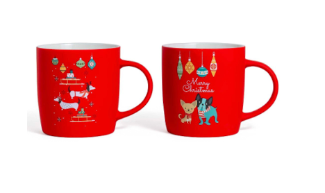 Mag Natalizia rossa in porcellana cane