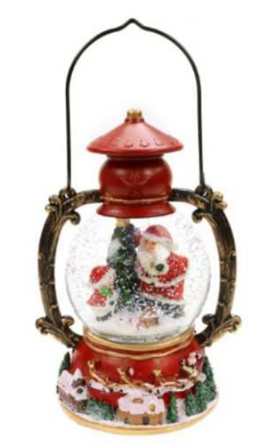 Sfera di neve carillon lanterna rossa con luce