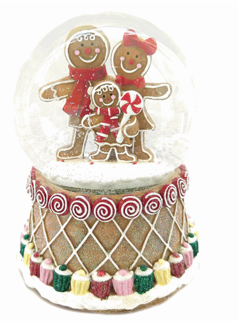 Palla di neve carillon Famiglia pan di zenzero