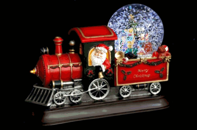 Palla di neve su treno con musica luce e azionamento