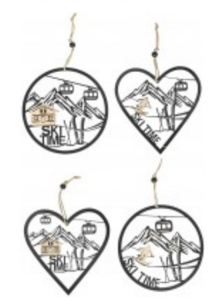 Deco metallo+legno INVERNO da appendere - cm 15